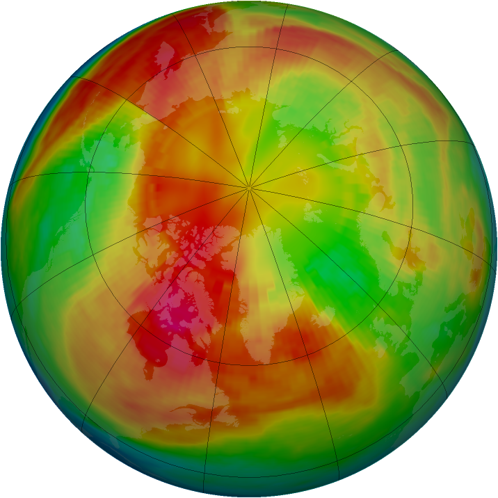 Arctic ozone map for 26 February 1991